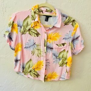 Forever 21 Hawaiian Crop Shirt